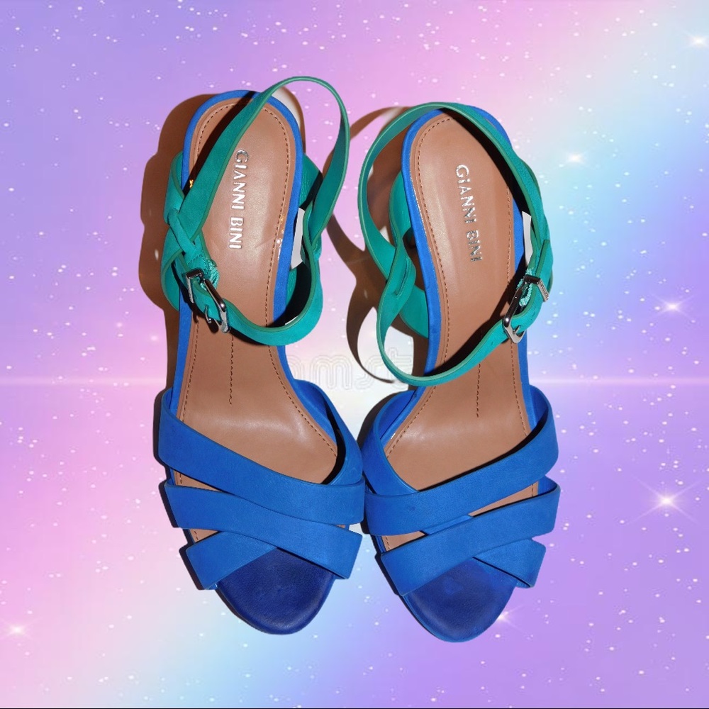 Gianni Bibi Blue Platform Heels size 10M